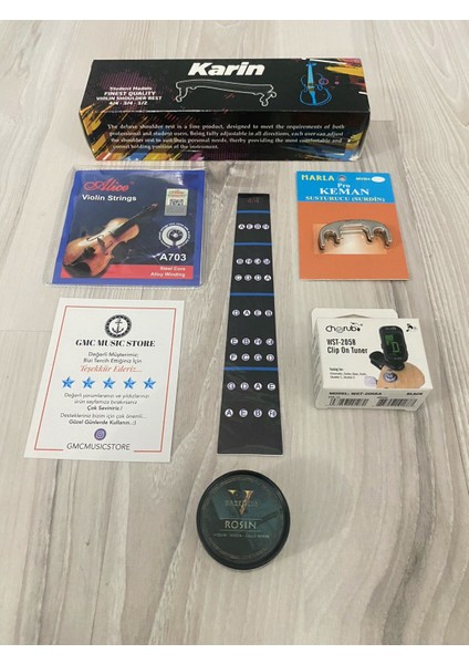 V160 2/4 Full Keman Seti (Yastık, Susturucu, Yedek Tel, Akort Aleti, Keman Klavye Sticker) indirimleri