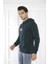 Escetic Spor Erkek Yeşil Cepli, Kapüşonlu Sweatshirt - 0949 4