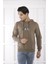 Escetic Spor Erkek Haki Cepli, Kapüşonlu Sweatshirt - 0949 2