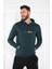 Escetic Spor Erkek Yeşil Cepli, Kapüşonlu Sweatshirt - 0950 1