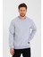 Gri Bisiklet Yaka Etiket Detaylı Içi Pamuklu Erkek Sweatshirt 1