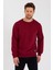 Bordo Bisiklet Yaka Etiket Detaylı Içi Pamuklu Erkek Sweatshirt 2