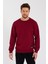 Bordo Bisiklet Yaka Etiket Detaylı Içi Pamuklu Erkek Sweatshirt 1