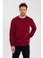 Bordo Bisiklet Yaka Etiket Detaylı Içi Pamuklu Erkek Sweatshirt 3