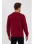 Bordo Bisiklet Yaka Etiket Detaylı Içi Pamuklu Erkek Sweatshirt 5