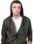 Erkek Basic Fermuarlı Kapüşonlu Haki Sweatshirt-4 2