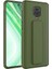 Xiaomi Redmi Note 9 Kılıf Silikon Standlı Elden Geçme Mıknatıslı Hand Strap Suni Derili Arka Koruma 1