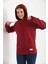 Bordo Kapüşonlu ve Kanguru Cep Detaylı Sweatshirt 3