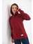 Bordo Kapüşonlu ve Kanguru Cep Detaylı Sweatshirt 4