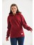 Bordo Kapüşonlu ve Kanguru Cep Detaylı Sweatshirt 5