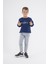 Erkek Çocuk Oversize Baskılı Basıc S-Shırt-Lacivert 2