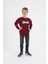 Erkek Çocuk Oversize Baskılı Basıc S-Shırt-Bordo 4