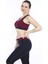 Kadın Vişne Kırçıllı Büstiyer Fitness Bra Spor Kapri Tayt Takım - 0116-1 1