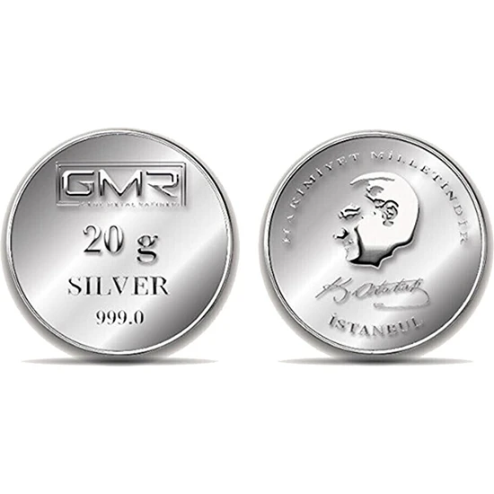 Genç Metal Rafineri 20 Gram Kulpsuz 24 Ayar Gümüş Sikke