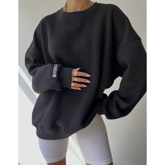 Maico Siyah Oversize Sweatshirt