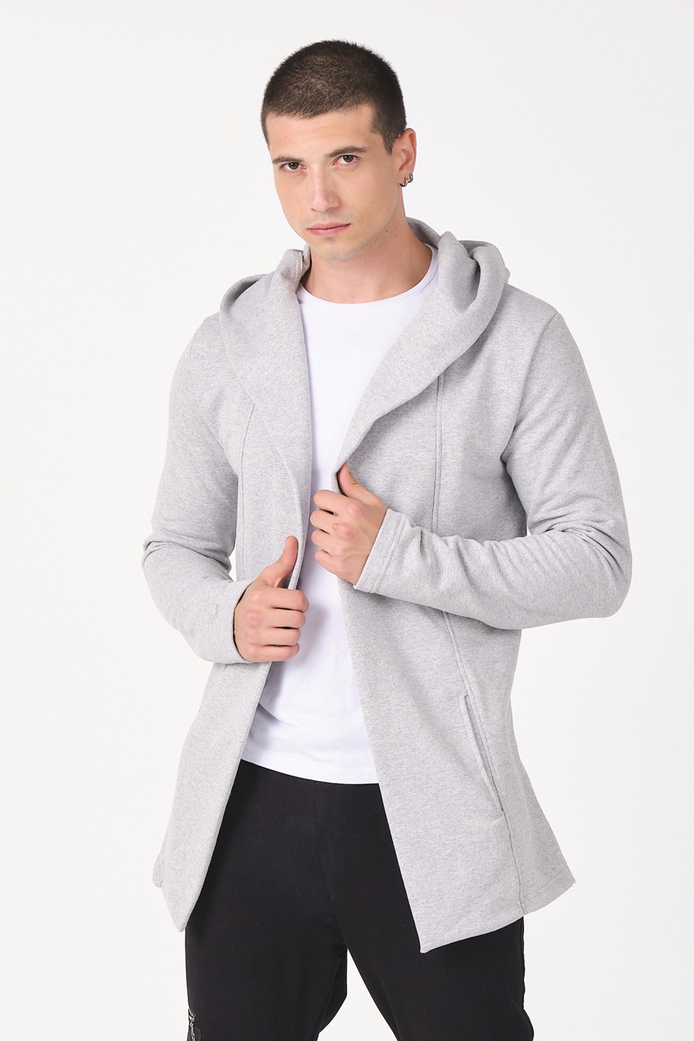 The Rule Erkek Siyah Regular Fit Uzun Hırka RF0002 %65 Pamuk %35 Polyester Düz Desenli Günlük Stil