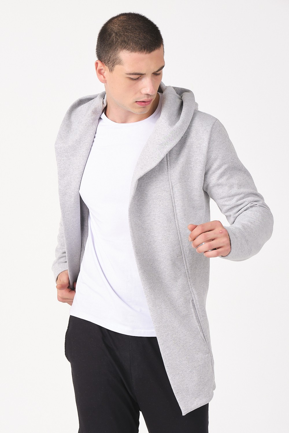 The Rule Erkek Siyah Regular Fit Uzun Hırka RF0002 %65 Pamuk %35 Polyester Düz Desenli Günlük Stil görsel 5