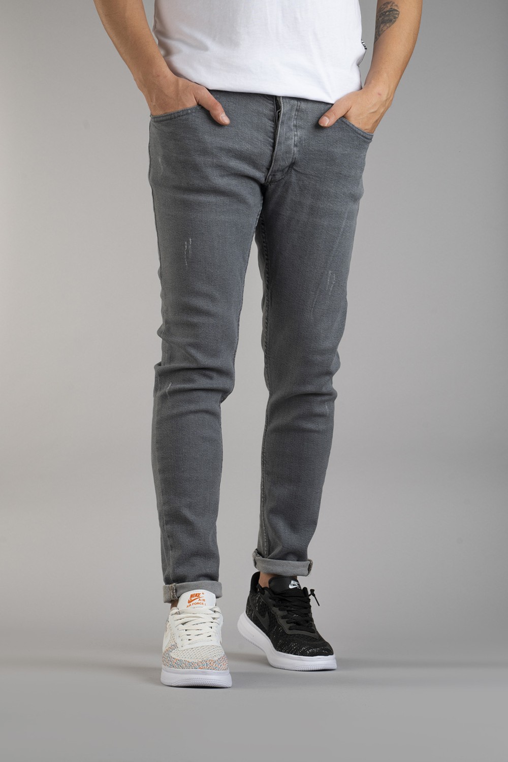 Bombe Erkek Slim Fit Dar Kesim Kot Pantolon Gri görsel 3