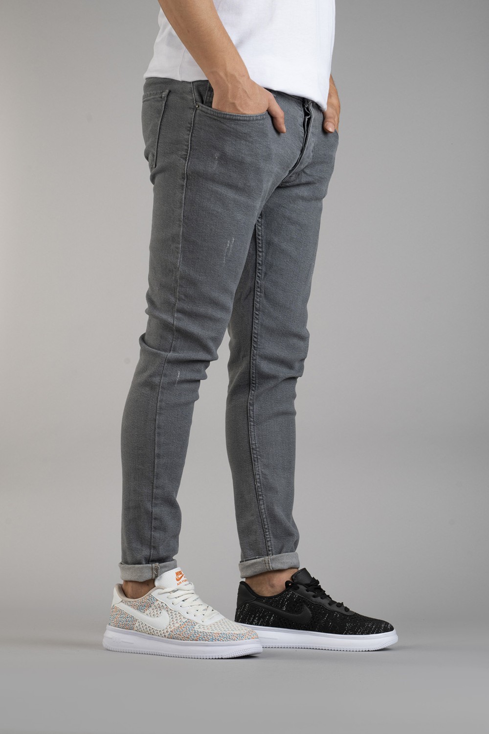 Bombe Erkek Slim Fit Dar Kesim Kot Pantolon Gri görsel 4
