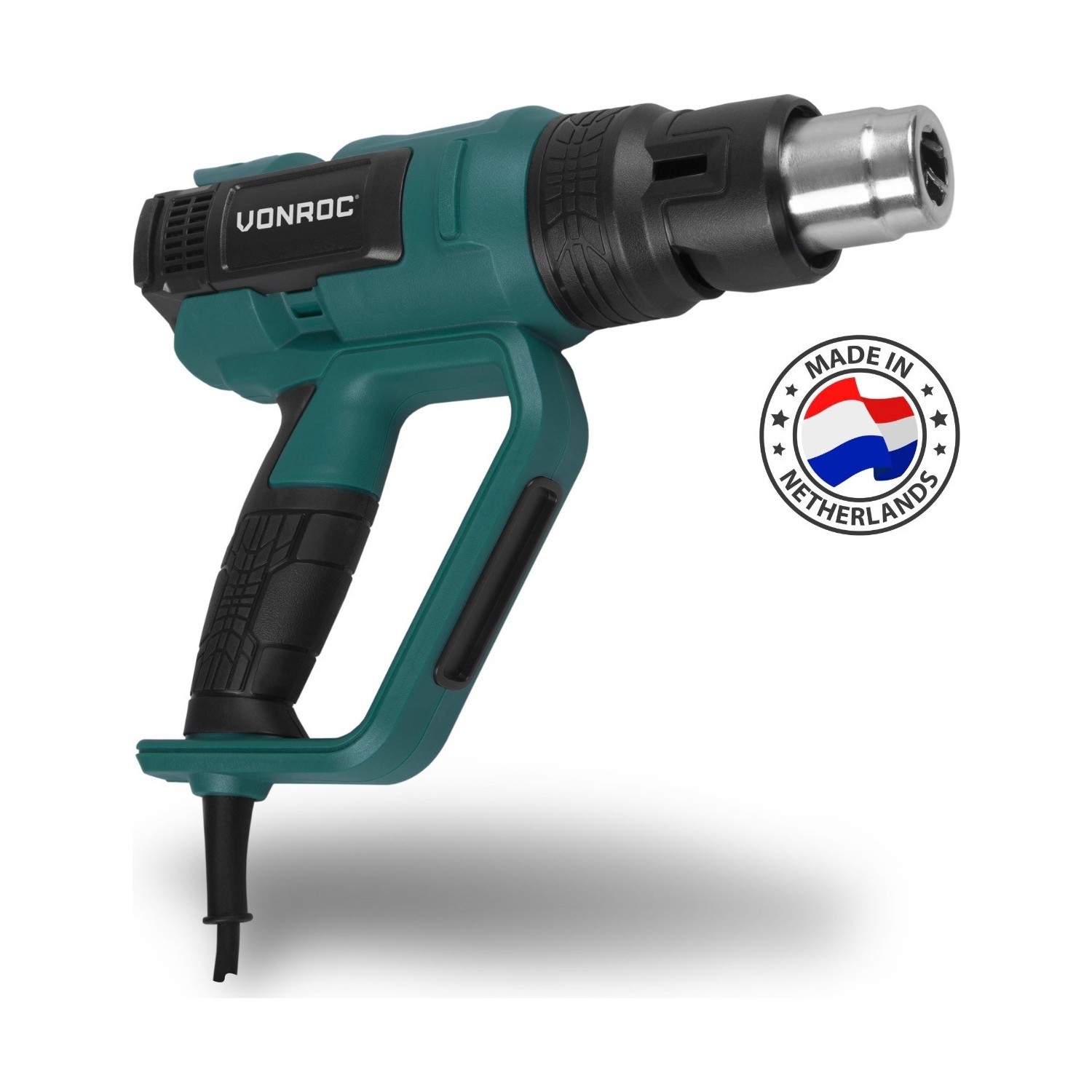 VONROC PRO Heteluchtpistool 2000W LCD display 650C 500L/min Incl