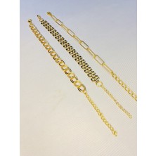 Bers Aksesuar Kadın Altın Kaplama Saat Yanı Zincir Bileklik