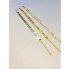 Bers Aksesuar Kadın Altın Kaplama Saat Yanı Zincir Bileklik