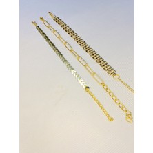 Bers Aksesuar Kadın Altın Kaplama Saat Yanı Zincir Bileklik