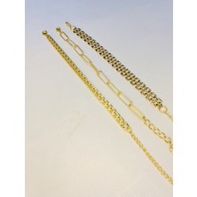 Bers Aksesuar Kadın Altın Kaplama Saat Yanı Zincir Bileklik