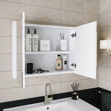 Alfa Banyo Viola Beyaz 80 Cm Mdf-Hazır Kurulu-Aynalı Banyo Dolabı-Lavabolu Banyo Dolabı