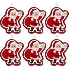 Çıtı Pıtı Store Simli Çam Süsü Strafor 6'lı Noel Baba Kırmızı
