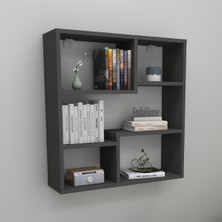 5 Raflı Duvar Rafı, Mutfak Rafı, Oturma Odası Rafı, Antrasit