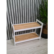 Egn Ahşap, Dekoratif 2'li Ahşap Ayakkabılık, Antre Hol, Düzenleyici Raf, Banyo Balkon Çok Amaçlı Raf, Kitaplık