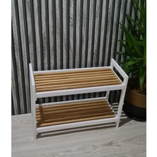 Egn Ahşap, Dekoratif 2'li Ahşap Ayakkabılık, Antre Hol, Düzenleyici Raf, Banyo Balkon Çok Amaçlı Raf, Kitaplık