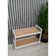 Egn Ahşap, Dekoratif 2'li Ahşap Ayakkabılık, Antre Hol, Düzenleyici Raf, Banyo Balkon Çok Amaçlı Raf, Kitaplık