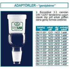Isolab 064.11.001 Adaptör  Genişletme Amaçlı  Dişi Şilif: NS14/23 Erkek Şilif: NS12/21 1 Adet