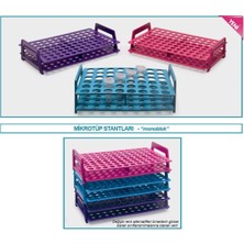 Isolab 080.01.004R Mikrotüp Standı  Monoblok  1.5/2.0 ml Tüpler Için  Rubi 1 Adet