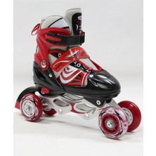 Toyaş Kırmızı Ayarlanabilir 2+2 Işıklı Metal Alıştırma Pateni Taşıma Çantalı