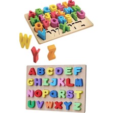 HYD Ahşap 3D Büyük Harf Alfabe Yapboz Puzzle Bul Tak Çocuk Eğitici Oyuncak