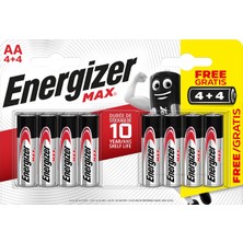 Energızer  Pil Aa Alkaline Max 4+4 8'li Kalem Pil