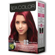 Sea Color 2 Tüp Krem Saç Boyası Seti Çilek Kırmızısı No:5.65