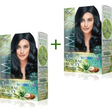 Maxx Deluxe 2 Paket Natural Beauty Amonyaksız Saç Boyası 1.1 Mavi Siyah