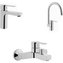 Artema Fold S Eviye Bataryası (Mafsallı) - Lavabo Bataryası - Banyo Bataryası SETİ A42155