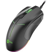 Lenovo Lecoo MS109 Kablolu RGB LED Aydınlatmalı 6400 DPI 8 Makro Tuşlu 132g Gaming Mouse Siyah