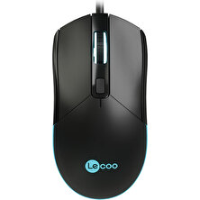 Lenovo Lecoo MS120 RGB Led Aydınlatmalı USB Kablolu 2400DPI 4 Tuşlu 114.6g Optik Gaming Mouse Siyah