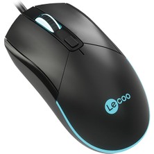 Lenovo Lecoo MS120 RGB Led Aydınlatmalı USB Kablolu 2400DPI 4 Tuşlu 114.6g Optik Gaming Mouse Siyah