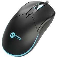 Lenovo Lecoo MS120 RGB Led Aydınlatmalı USB Kablolu 2400DPI 4 Tuşlu 114.6g Optik Gaming Mouse Siyah