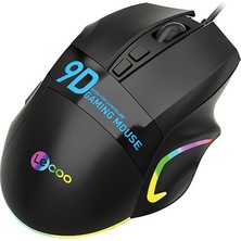 Lenovo Lecoo MS130 Kablolu RGB LED Aydınlatmalı 7200DPI 9 Makro Tuşlu 500Hz Gaming Mouse Siyah