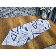 Çeyiz Diyarı Geometrik Lüx Runner Mavi