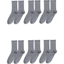 Bgk Unisex 6'lı Gri Düz Tenis Model Yüksek Lifli Pamuk İpliklerle Rahatlık Sunar