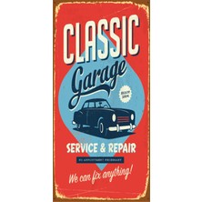 Hayat Poster Classic Garage (10 cm x 20 Cm) Mini Retro Ahşap Poster